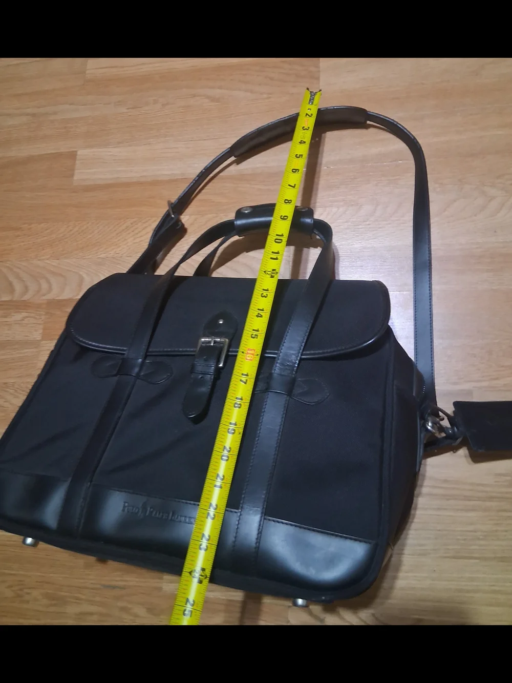Vintage Polo Ralph Lauren Black Canvas Leather Travel Bag